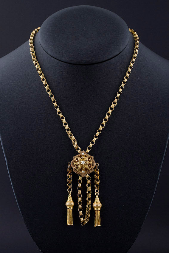 Antiek gouden schuifjes collier