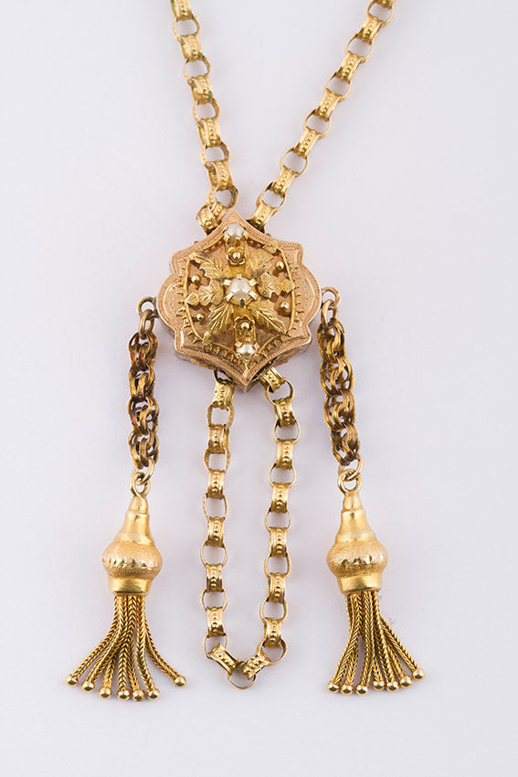 Antiek gouden schuifjes collier