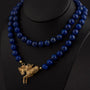 Antiek gouden paard aan laps lazuli collier