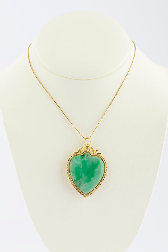 Gouden hart hanger met jade