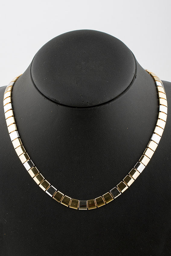 White/yellow gold link necklace