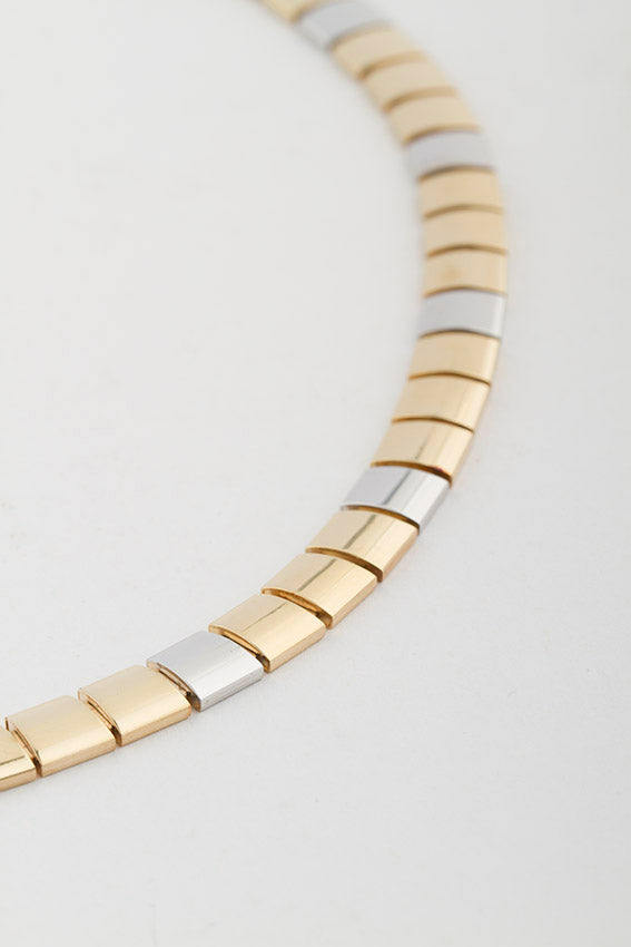 Wit/geel gouden schakel collier