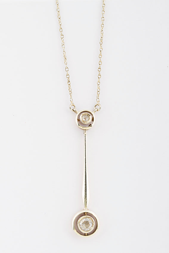 Oude gouden hanger met roos geslepen diamanten