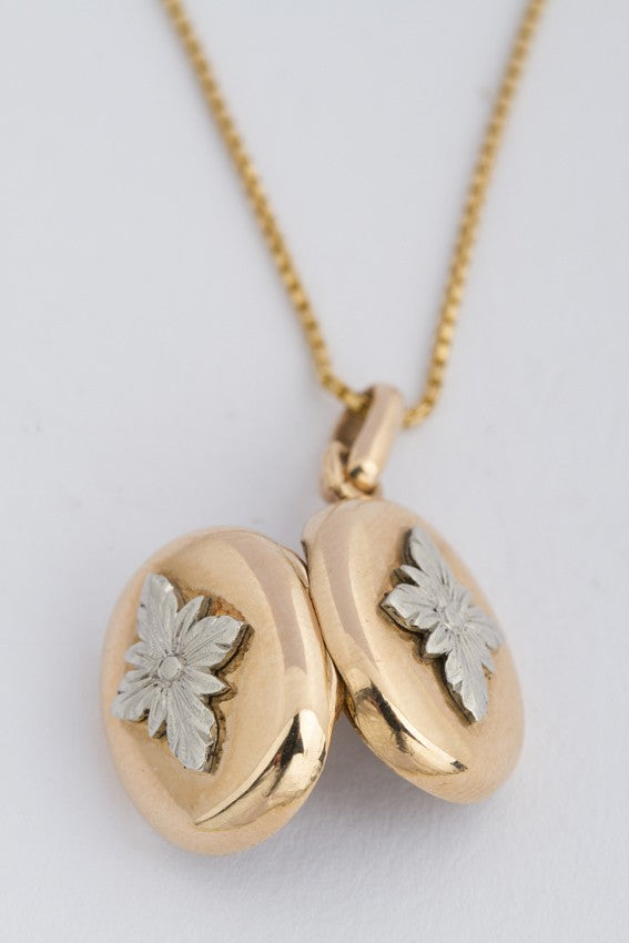 Antiek gouden/platina medaillon