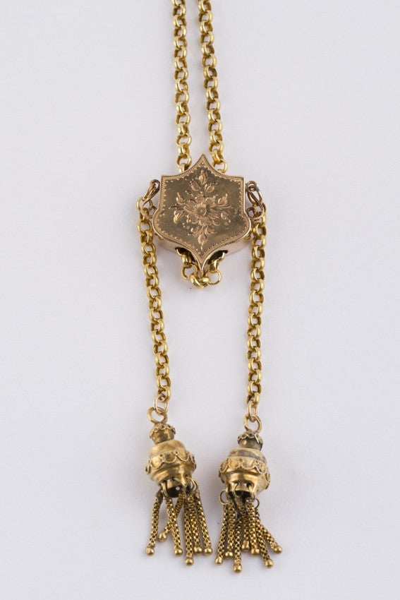 Antiek gouden schuifjes collier