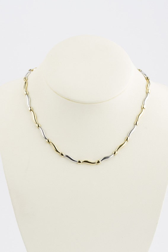 White/yellow gold link necklace