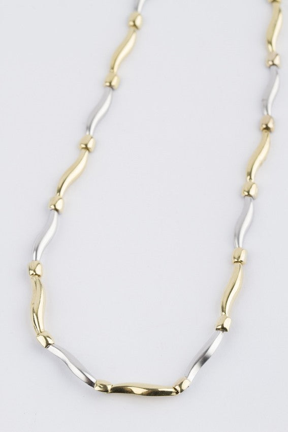 White/yellow gold link necklace