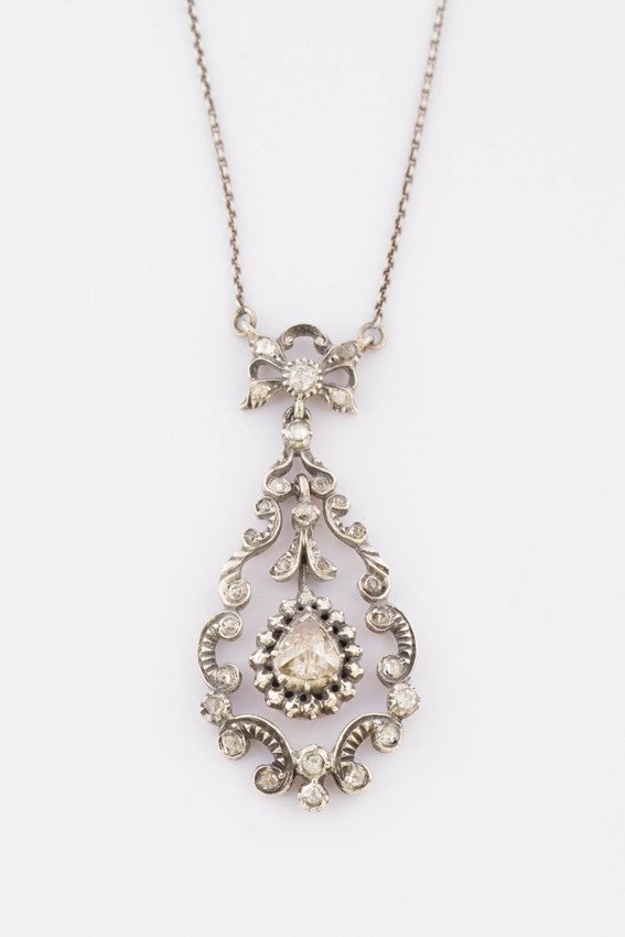 Antique gold/silver necklace with diamonds