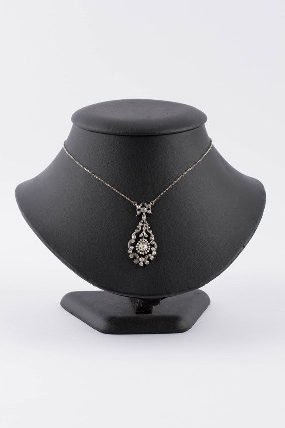 Antique gold/silver necklace with diamonds