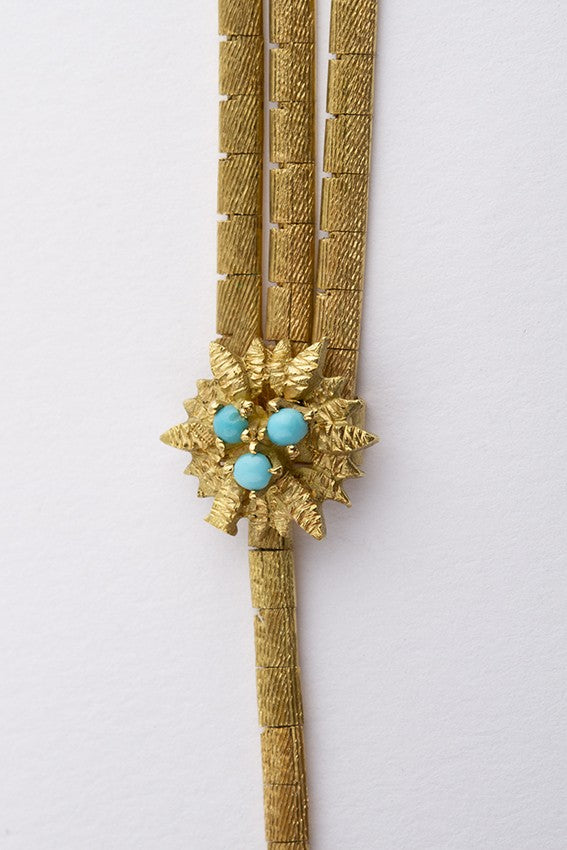 Gouden choker met turkoois