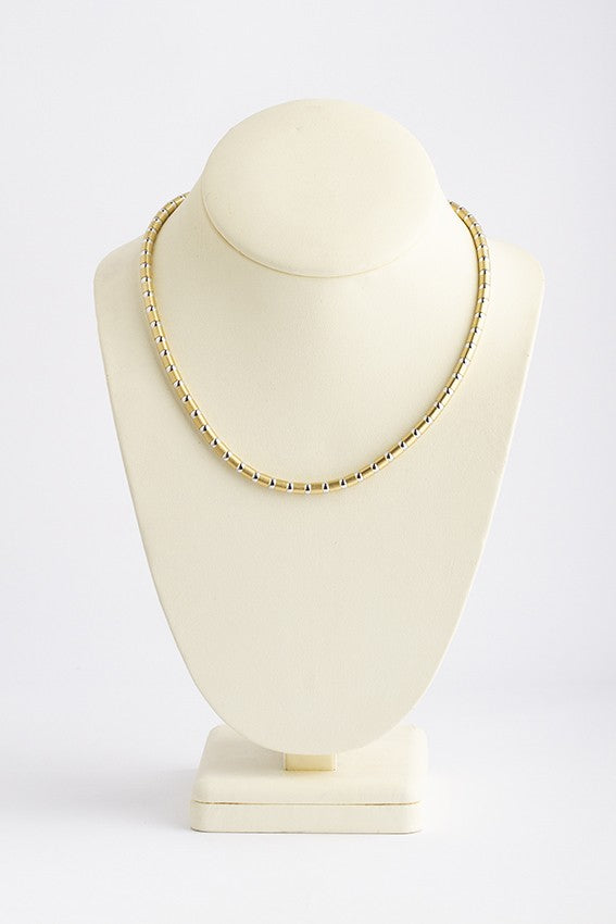 Wit/geel gouden schakel collier