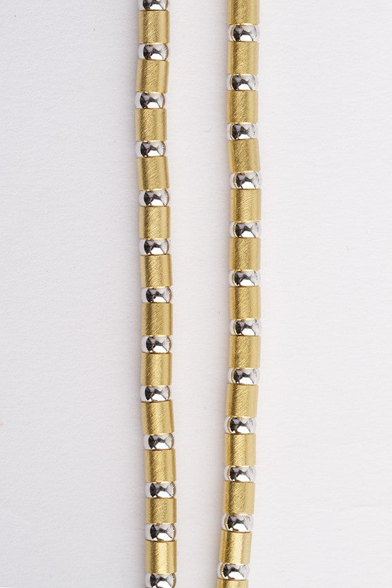 Wit/geel gouden schakel collier