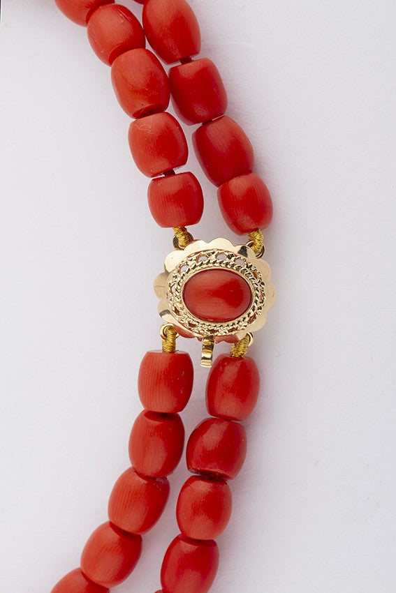2-strengs bloedkoralen collier