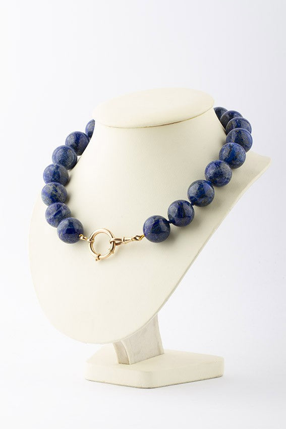 Lapis Lazuli bead necklace with gold clasp