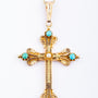 Gouden kruis met parel en turkoois