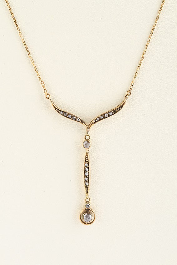 Antieke gouden collier met roosdiamanten.