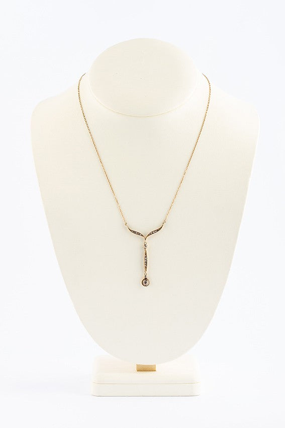 Antieke gouden collier met roosdiamanten.