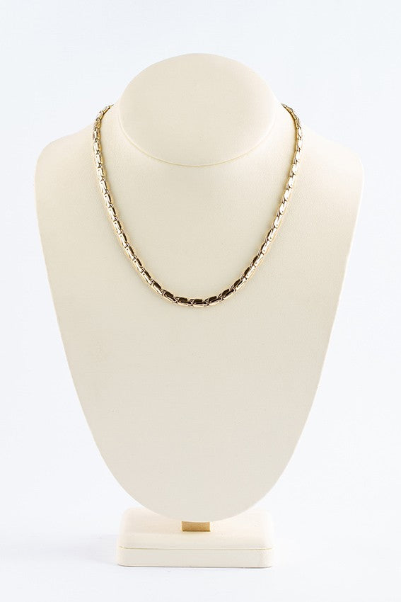 Wit/geel gouden schakel collier