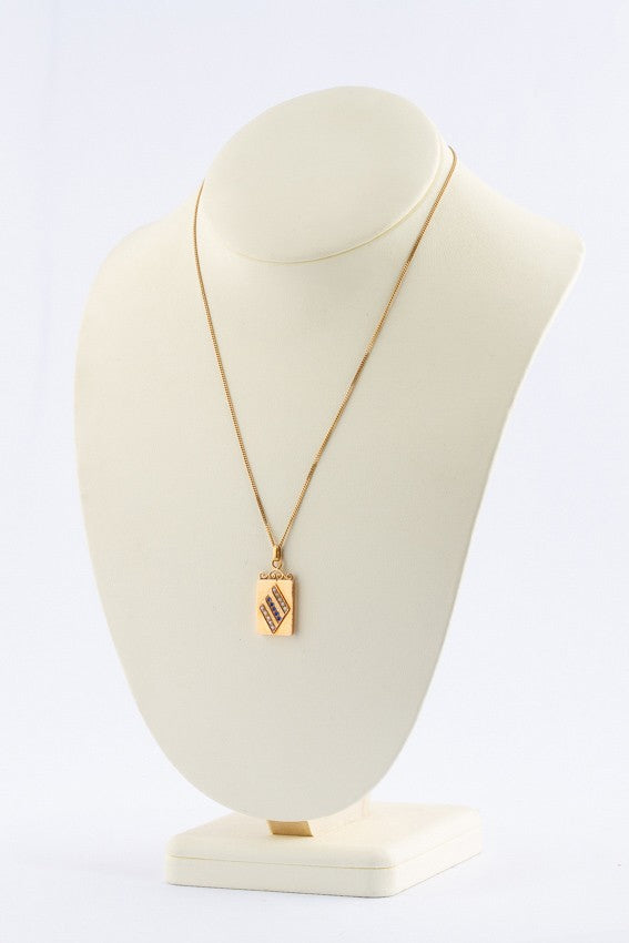 Antieke gouden hanger met saffieren en parels