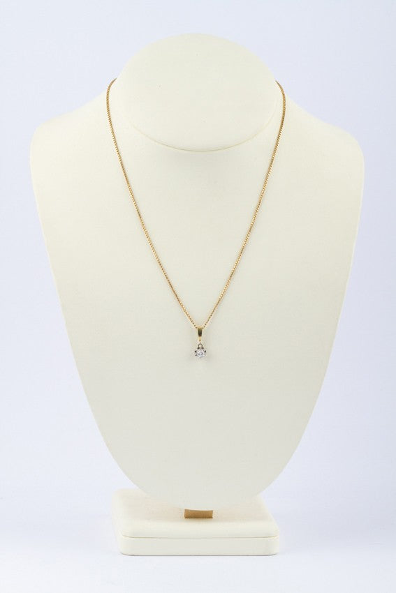 Wit/geel gouden solitair hanger met briljant