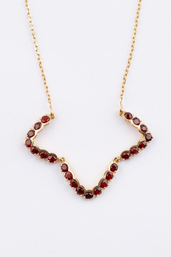 Gouden collier met granaten