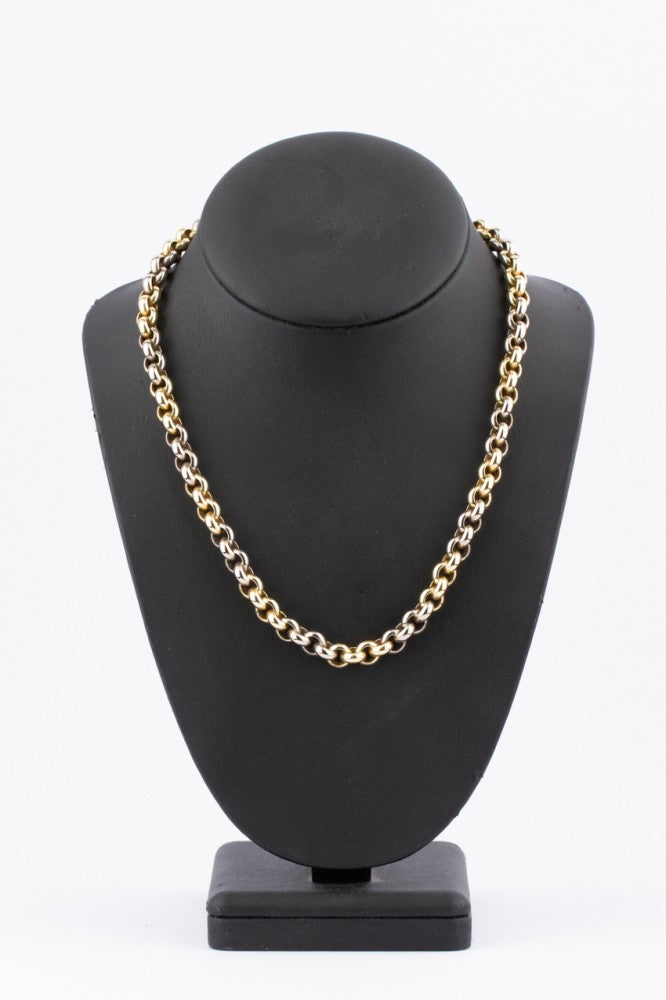 White/yellow gold jasseron necklace