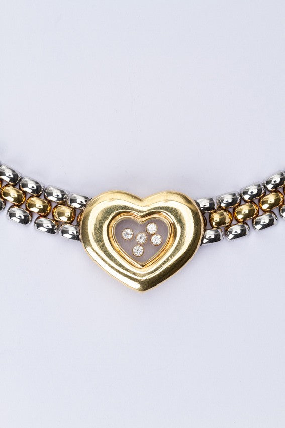 Chopard stijl happy diamonds collier (imitatie), goud en wit metaal