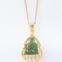 Gouden hanger met jade boeddha aan gouden gourmet collier