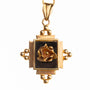 Gouden hanger met roos en onyx aan gouden collier