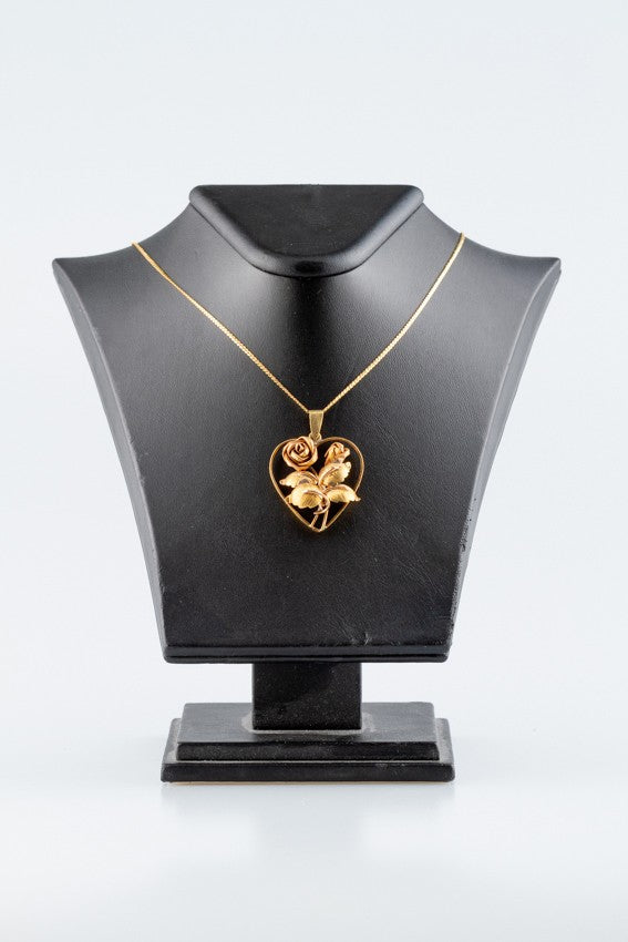 Gold bi-color rose/heart pendant