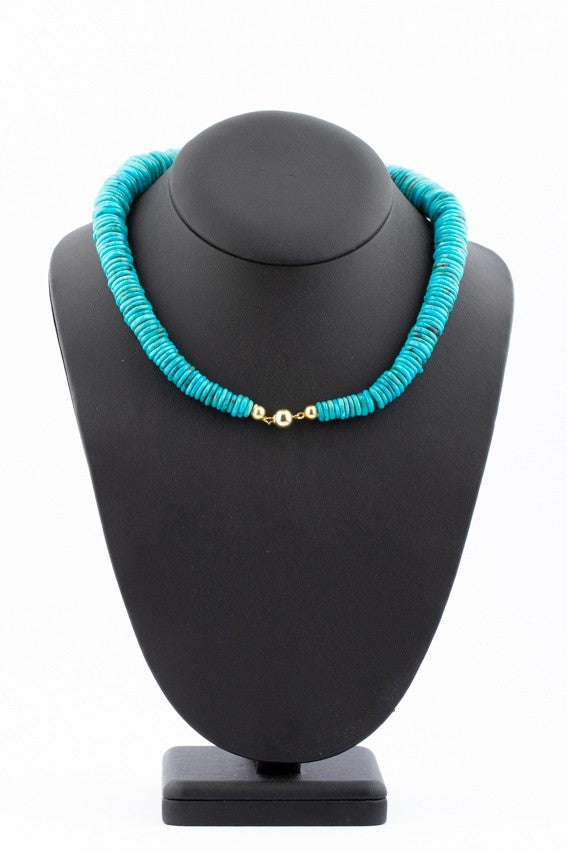 Turkoois collier met gouden bol slot