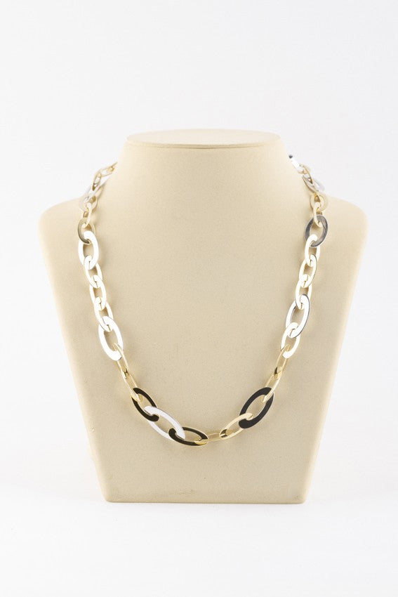 White/yellow gold link necklace