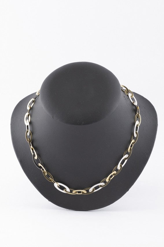White/yellow gold link necklace