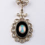 Antieke gouden hanger met opaal, onyx en diamant aan gouden collier