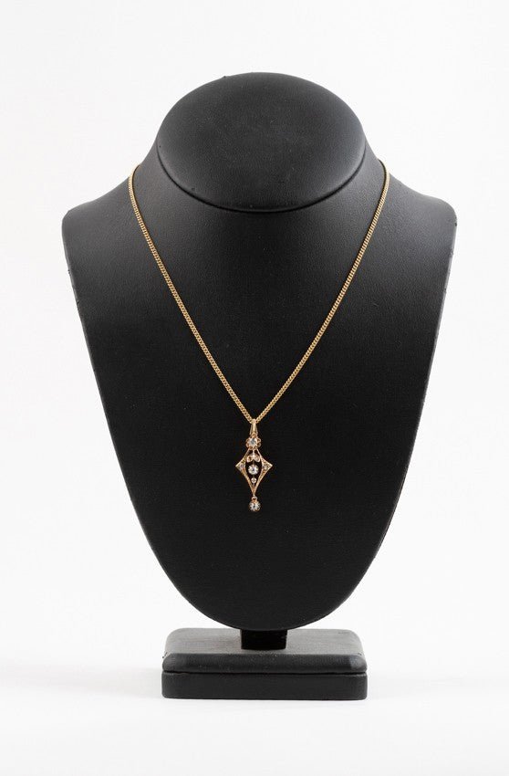 Antieke gouden Art Nouveau hanger met oud geslepen briljanten en diamanten