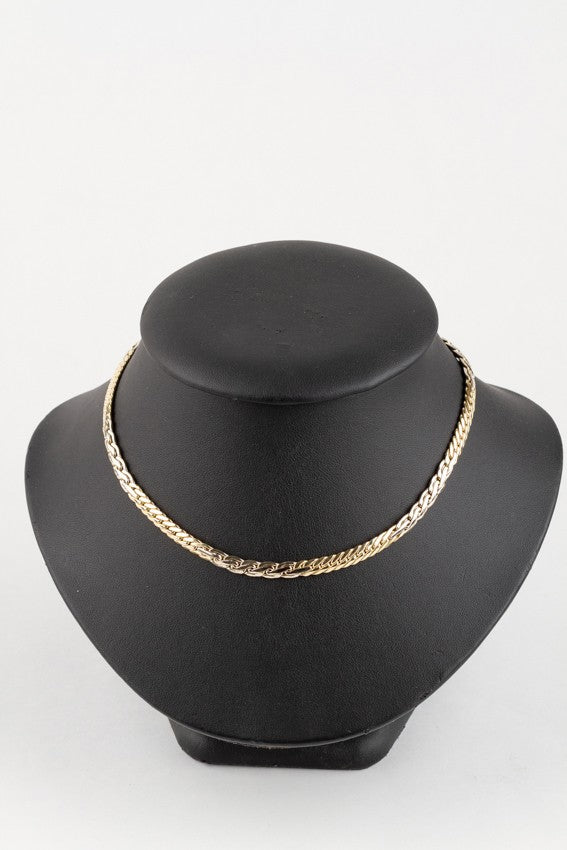 Wit/geel gouden schakel collier