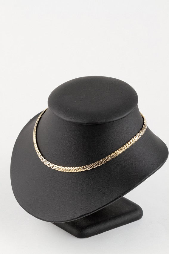 Wit/geel gouden schakel collier