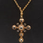 Antiek gouden kruis met tafel diamanten aan gouden collier