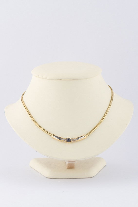 Wit/geel gouden collier van het merk Le Chic met saffier en briljant