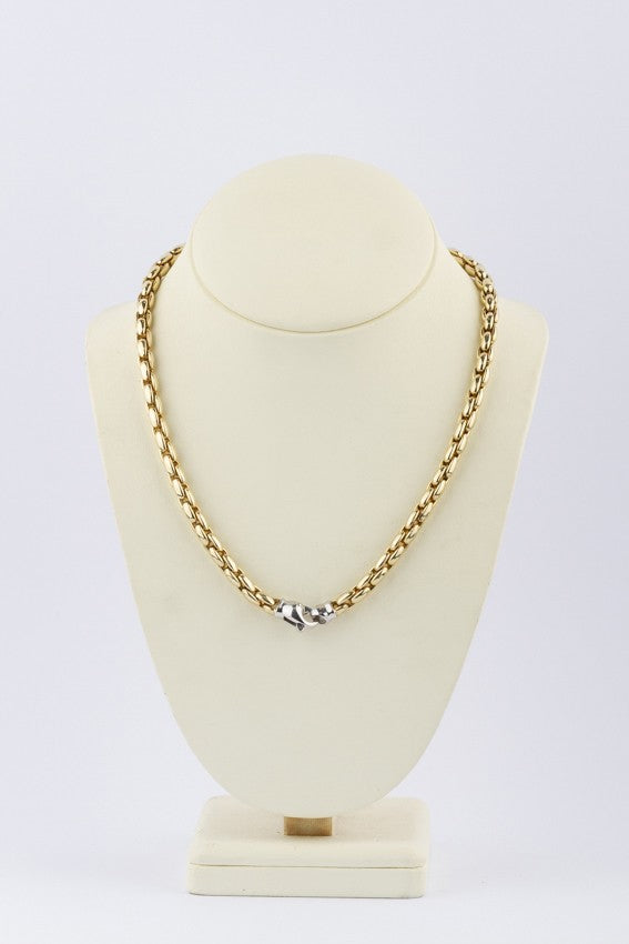 Wit/geel gouden schakel collier