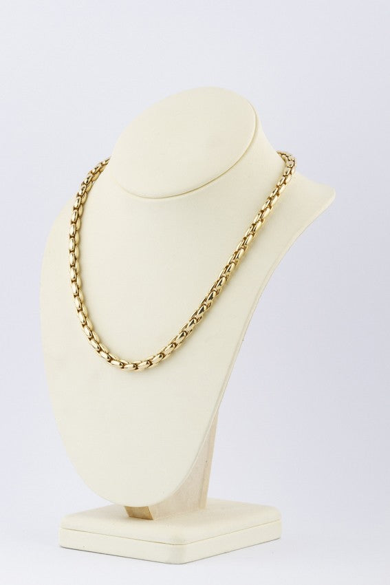 Wit/geel gouden schakel collier