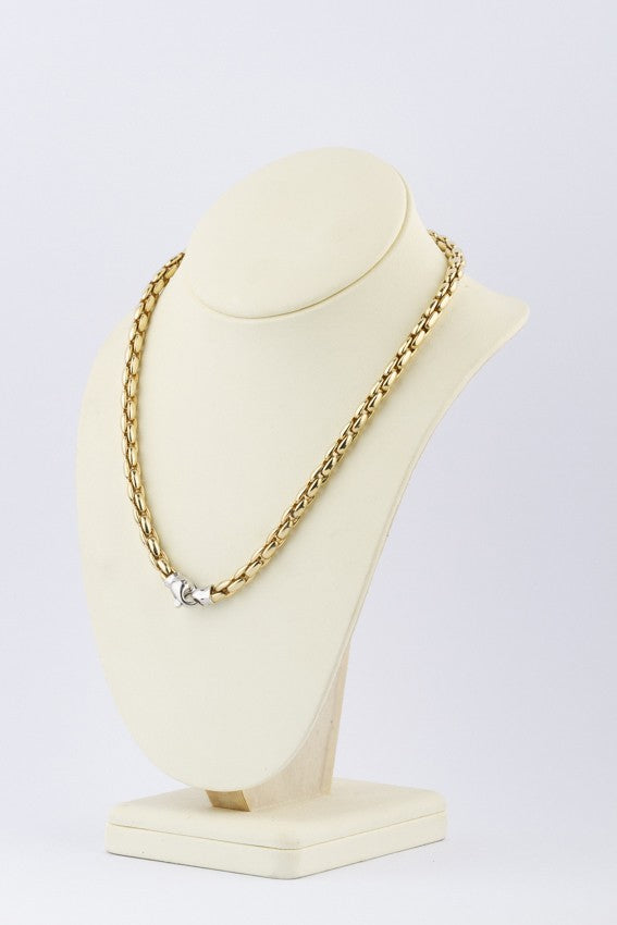 Wit/geel gouden schakel collier