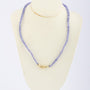 Tanzanite necklace en-chute strung on a gold clasp