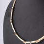 Gold link necklace with 3 diamonds