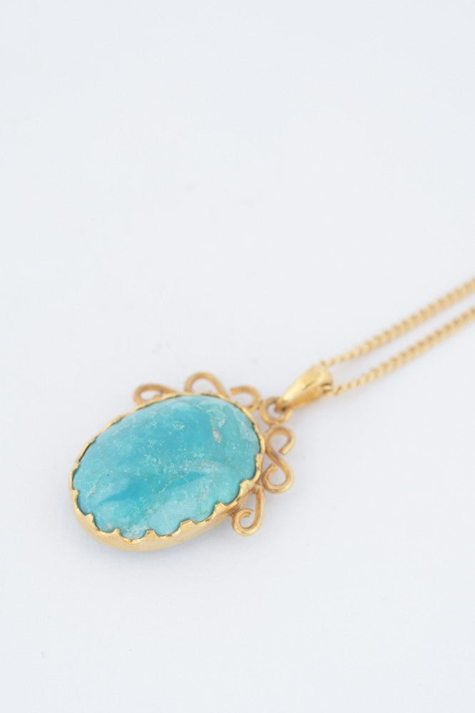 Gouden hanger met turkoois aan gouden gourmet collier
