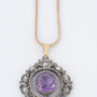 Gold/silver pendant with amethyst and diamonds on a gold foxtail necklace