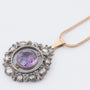 Gold/silver pendant with amethyst and diamonds on a gold foxtail necklace