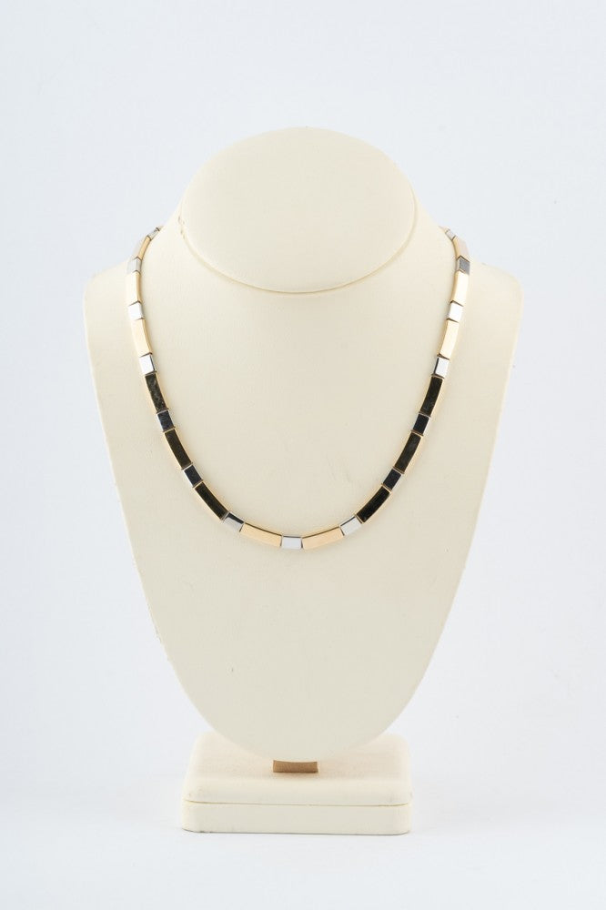 Wit/geel gouden schakel collier