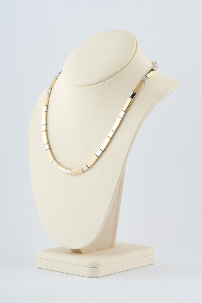 Wit/geel gouden schakel collier