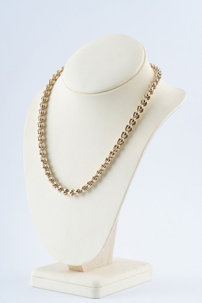 Wit/geel gouden schakel collier